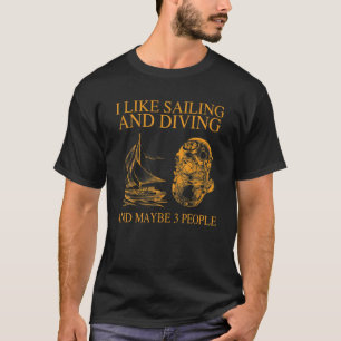 T-shirt J'Aime La Voile Et La Plongée Et Peut-Être 3 Perso