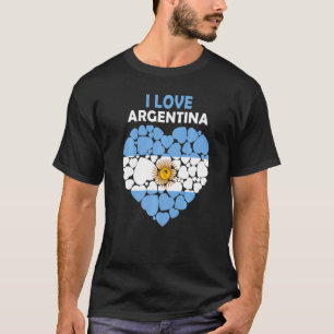 T-shirt J'Aime L'Argentine Fière D'Être Une Arge Drapeau A