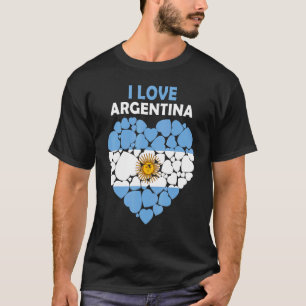 T-shirt J'Aime L'Argentine Fière D'Être Une Arge Drapeau A