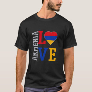 T-shirt J'aime l'Arménie avec le drapeau arménien Fierté a