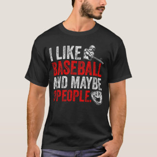 T-shirt J'aime le baseball et peut-être 3 personnes sports