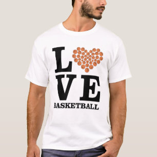 T-shirt J'aime le basket-ball - Cœur par ballons