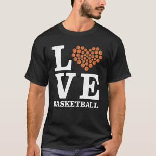 T-shirt J'aime le basket-ball - Cœur par ballons