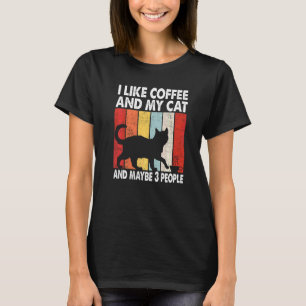 T-shirt J'Aime Le Café Et Mon Chat Peut-Être 3 Personnes V