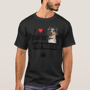 T-shirt J'Aime Le Café Et Mon Chien Australien Aussie Shep