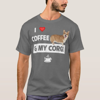 T-shirt J'aime le café et mon Corgi maman papa animal de c