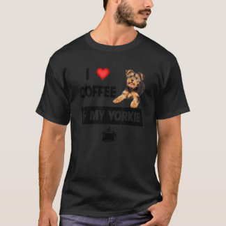 T-shirt J'Aime Le Café Et Mon Yorkie Maman Papa Yorkshire