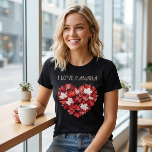 T-shirt J'aime le Canada. Cœur. Feuille d'érable canadienn