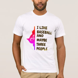 T-shirt J'aime le chat qui regarde le baseball