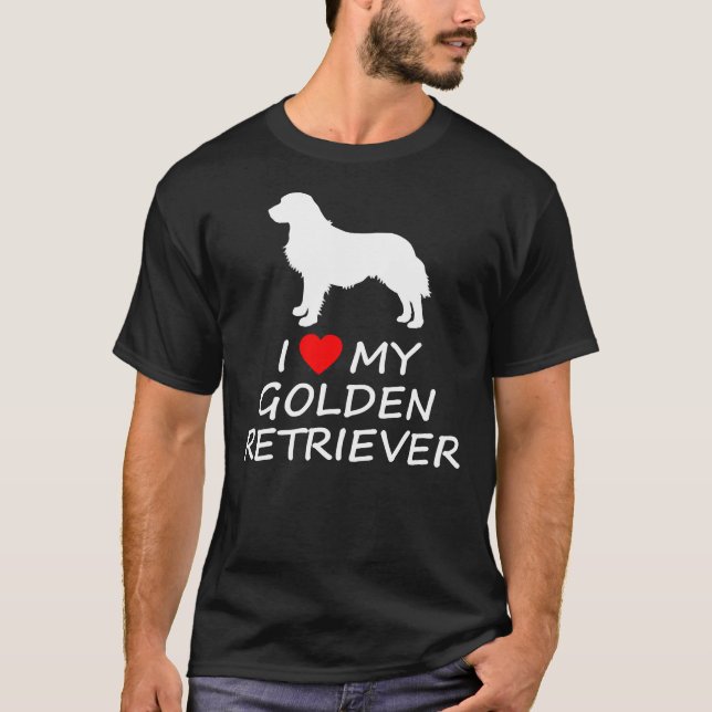T-shirt J'Aime Le Coeur Mon Golden Retriever Chien 531 (Devant)