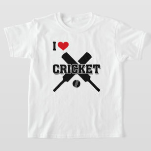 T-shirt J'aime le cricket, les chauves-souris croisées et