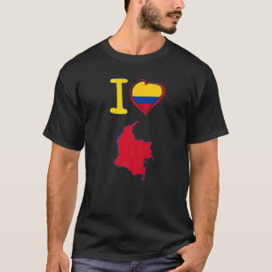 T-shirt J'aime le drapeau colombien en forme de h