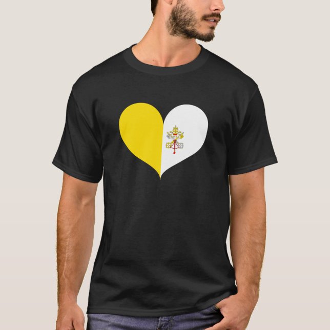 T-shirt J'aime le drapeau de la ville du Vatican (Devant)