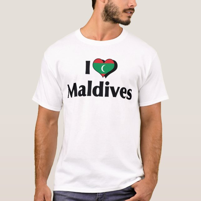T-shirt J'aime le drapeau des Maldives (Devant)