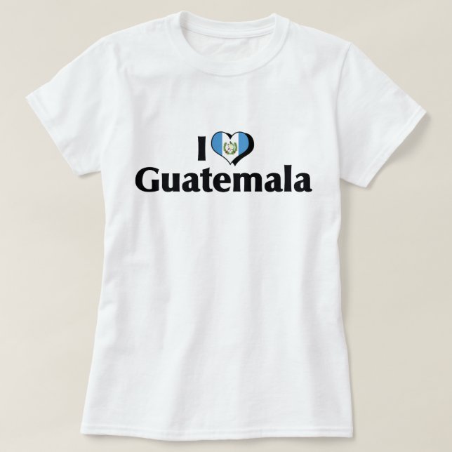 T-shirt J'aime le drapeau du Guatemala (Design devant)