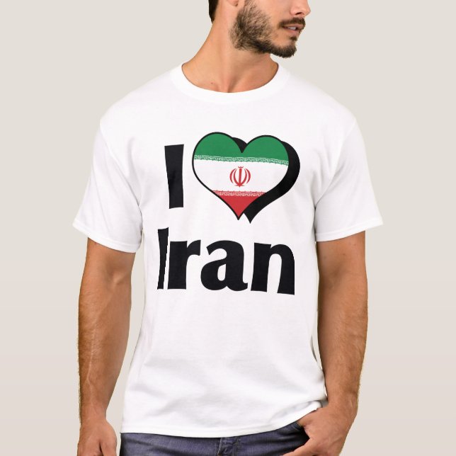 T-shirt J'aime le drapeau iranien (Devant)
