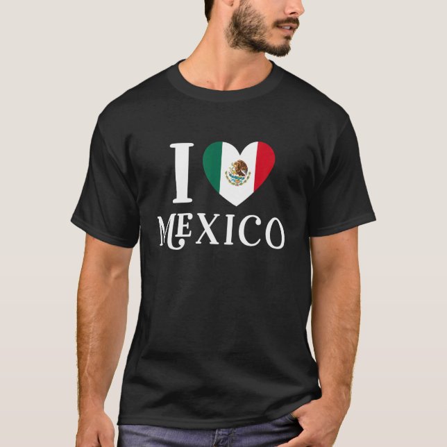 T-shirt J'aime le drapeau mexicain (Devant)