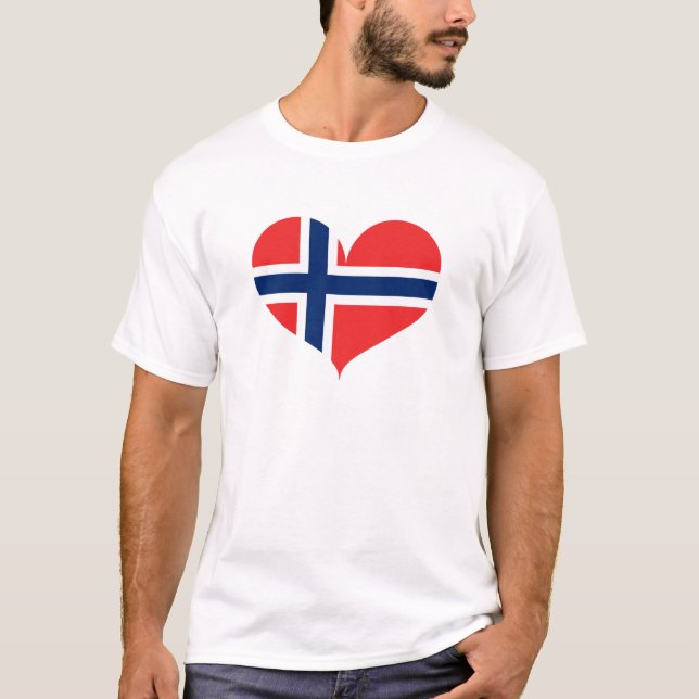 T-shirt J'aime le drapeau norvégien (Devant)
