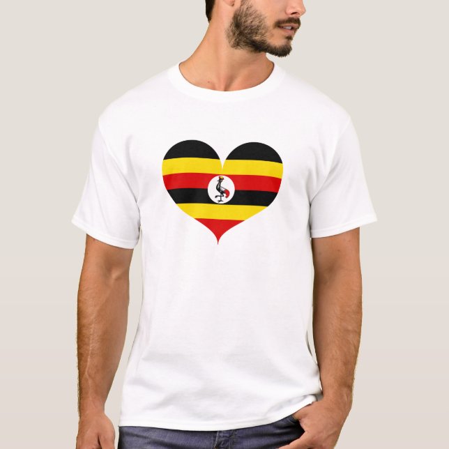 T-shirt J'aime le drapeau ougandais (Devant)