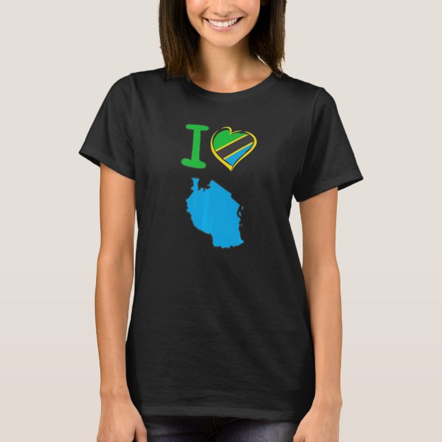 T-shirt J'aime le drapeau tanzanien en forme de h (Devant)