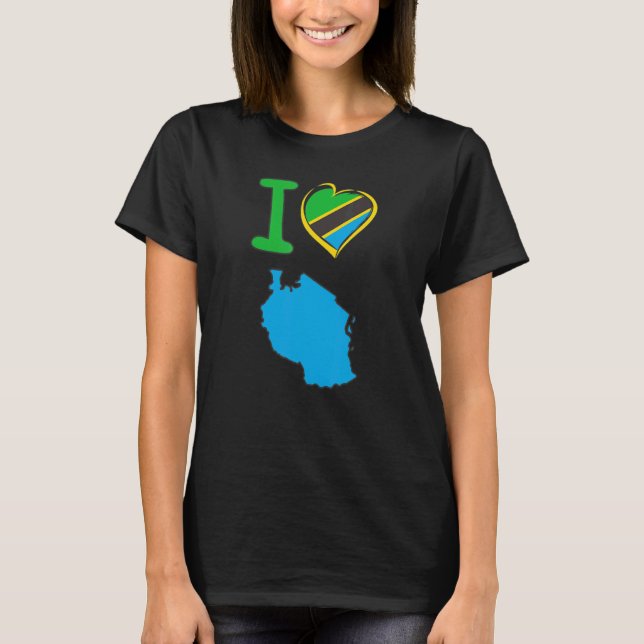 T-shirt J'aime le drapeau tanzanien en forme de h (Devant)