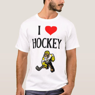 T-shirt J'aime le hockey j'ai le cœur pour le hockey drôle