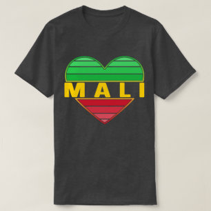 T-shirt J'aime le Mali, coeur malien