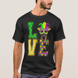 T-shirt J'aime le Masque de Mardi Gras de Doberman Drôle d