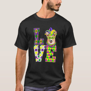 T-shirt J'aime le Masque Drôle de Chien Corgi de Mardi Gra