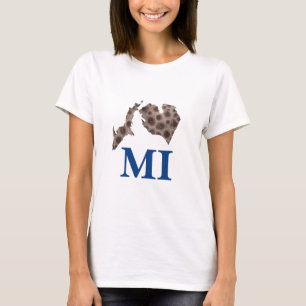 T-shirt J'aime le Michigan ! Motif de pierre Petoskey