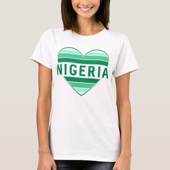 T-shirt J'aime le Nigeria, le coeur nigérian (Devant)