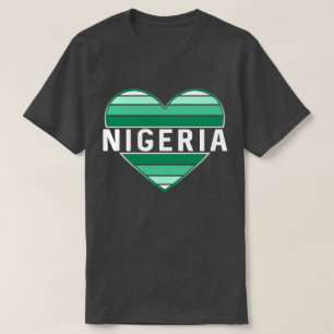 T-shirt J'aime le Nigeria, le coeur nigérian