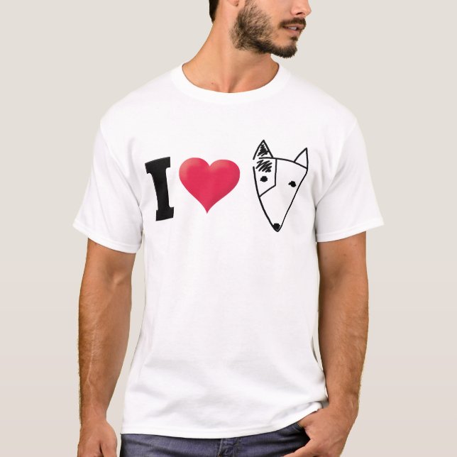 T-shirt J'aime le noir de bull-terrier (Devant)