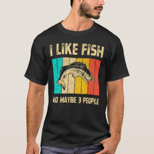 T-shirt J'Aime Le Poisson Et Peut-Être 3 Personnes Vintage