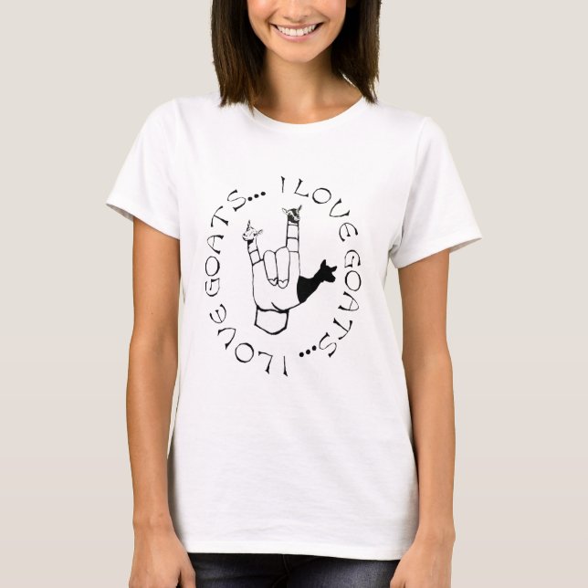 T-shirt J'aime le symbole de main de langue des signes (Devant)