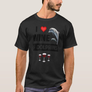 T-shirt J'aime le vin et les dauphins buvant la vie aquati