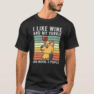 T-shirt J'Aime Le Vin Yorkshire Terrier Retro Chien Vintag