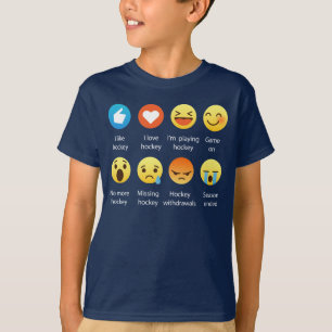T-shirt J'aime l'émoticône sociale d'HOCKEY (emoji) -