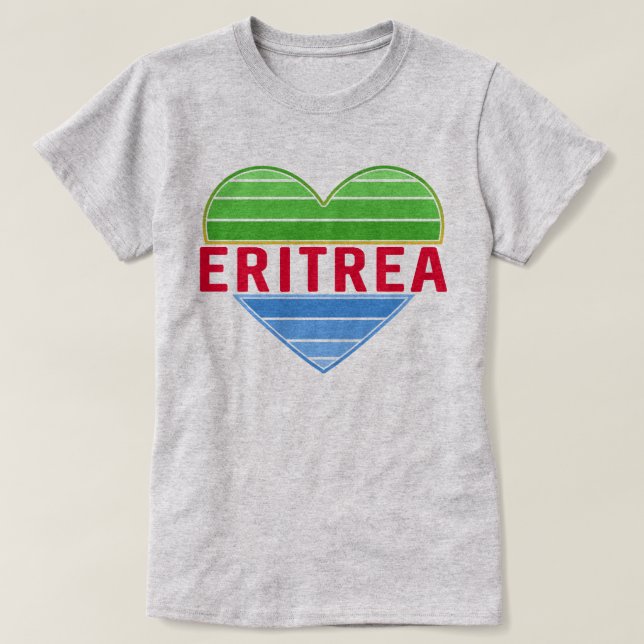 T-shirt J'aime l'Erythrée, coeur érythréen (Design devant)