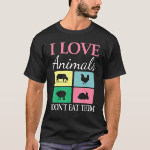 T-shirt J'Aime Les Animaux Vache Poulet Mouton Lapin Je Ne