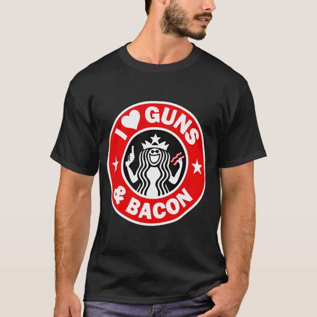 T-shirt J'Aime Les Armes À Feu Et Le Bacon (Devant)