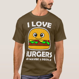 T-shirt J'Aime Les Burgers Et Peut-Être 3 Personnes