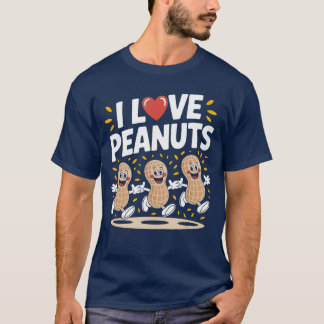 T-shirt J'aime les cacahuètes design de dessin animé rétro