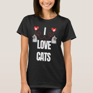 T-SHIRT J'AIME LES CHATS AMOUREUX DE LES CHATS COLORÉ PRÉS