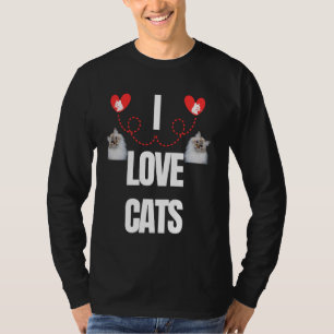 T-SHIRT J'AIME LES CHATS AMOUREUX DE LES CHATS COLORÉ PRÉS