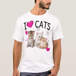 T-shirt J'aime les chats | Amoureux des chats I love Kitte