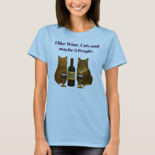 T-SHIRT J'AIME LES CHATS AU VIN ET PEUT-ÊTRE 3 PERSONNES