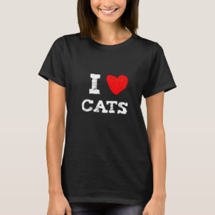 T-shirt J'aime les chats avec le coeur rouge parfait pour 