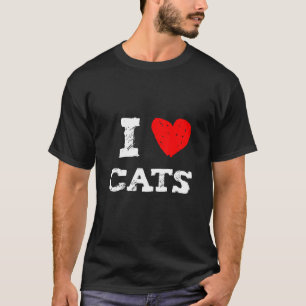 T-shirt J'aime les chats avec le coeur rouge parfait pour 