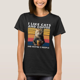 T-shirt J'Aime Les Chats Et Café Et Peut-Être 3 Personnes 